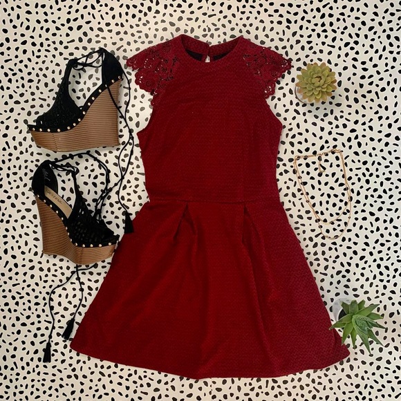 Speechless Dresses & Skirts - Speechless Women’s Red Lace Skater Dress | XXS